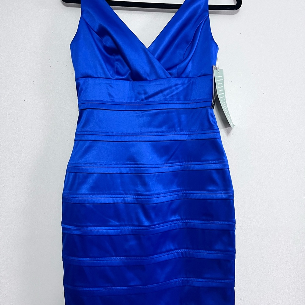 American Living Blue Ruched Bodycon Midi Dress - Picture 2 of 8